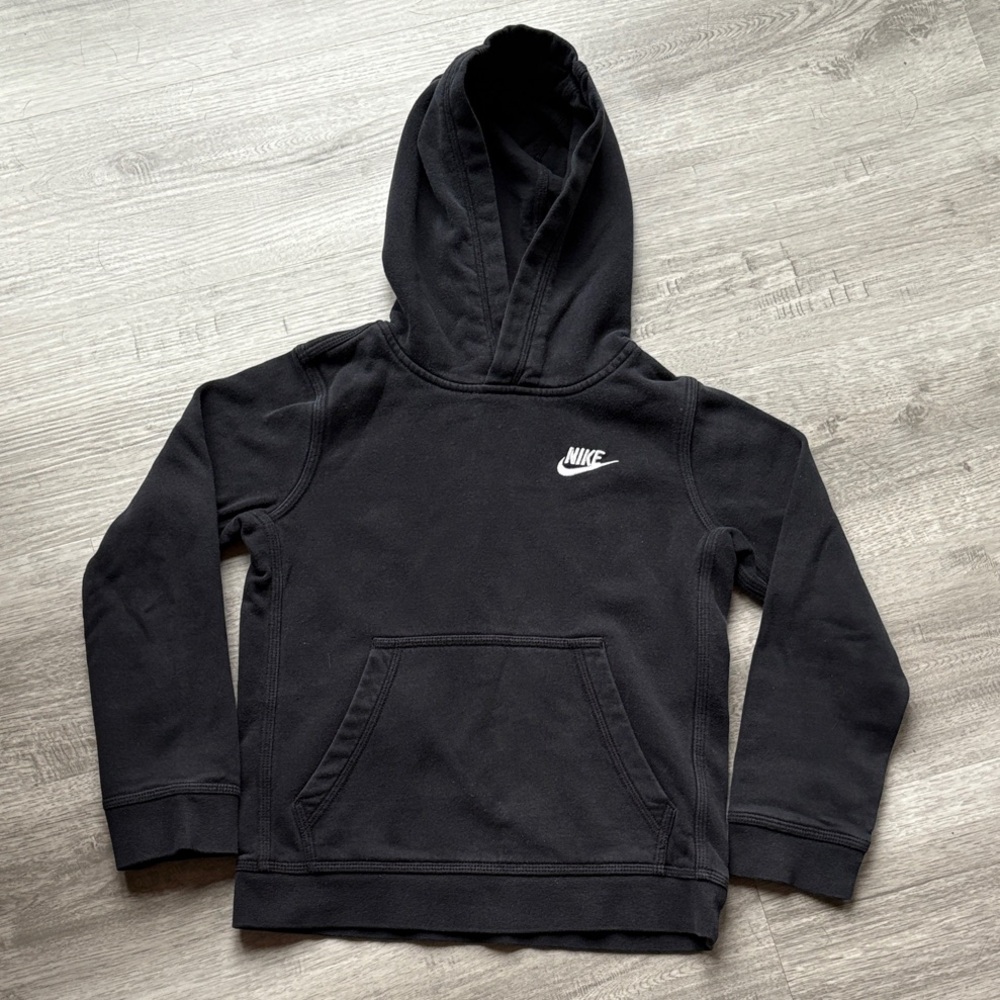 Nike Kids Black Hoodie with White Logo